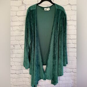 Metropolitan Elegant Green Velvet Waterfall Cardigan